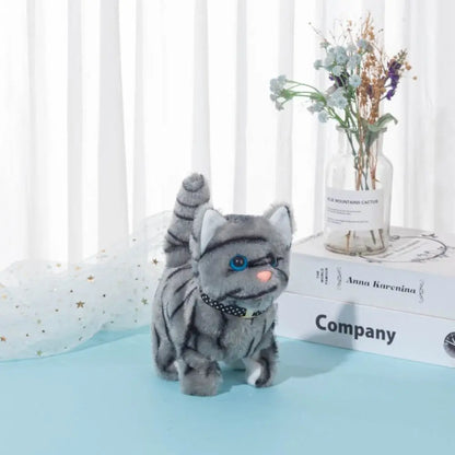 Electronic Voice Control Robot Cat Toy - Walking Plush Meowing Simulation for Kids
