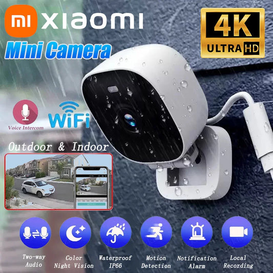 Xiaomi 4K Mini Security Camera – WiFi IP65 Waterproof Night Vision Monitor with Motion Detection & 2-Way Audio