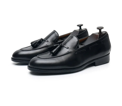 Men’s Genuine Leather Tassel Loafers - Vintage Slip-On Casual Social Dress Shoes Size 37-45