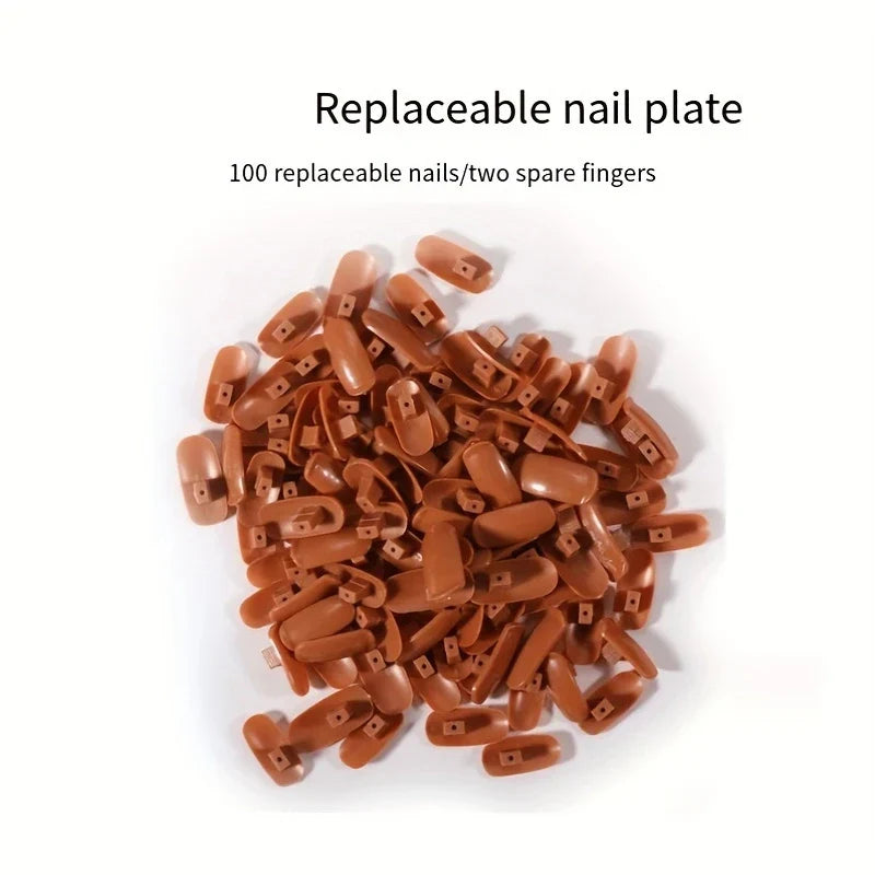 Detachable Mechanical Practice Hand – Acrylic & Silicone Nail Tips, Moving Finger Strap Base for Beginners
