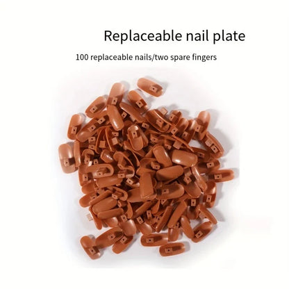 Detachable Mechanical Practice Hand – Acrylic & Silicone Nail Tips, Moving Finger Strap Base for Beginners