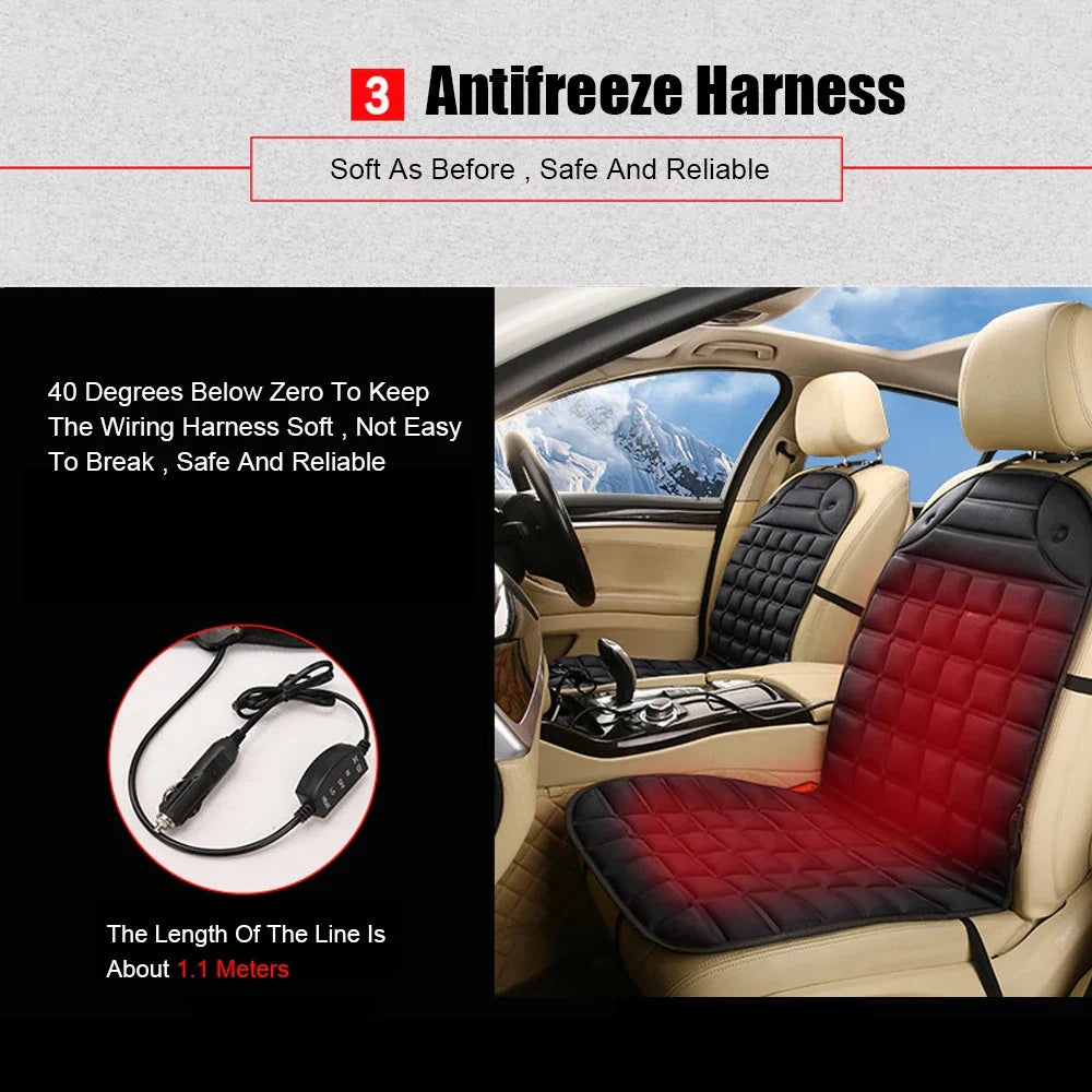 12V Electric Heated Car & Home Seat Cushion — Universal Warm Winter Cushion Cover
