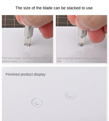 MS108 Flat Bottom Hole Drilling Craft Tool Set with Handle – Etched Sheet Knife for DIY Military Model Building