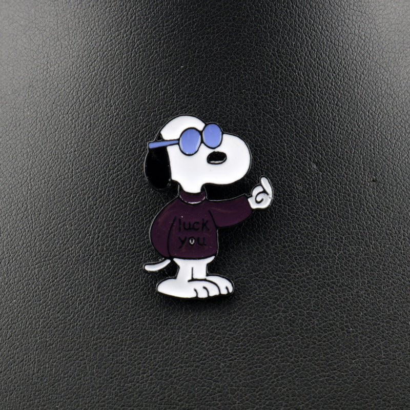 Kawaii Snoopy Alloy Brooches – Cartoon Lapel Pins for Jackets, Backpacks, Clothes, and Kids’ Gifts