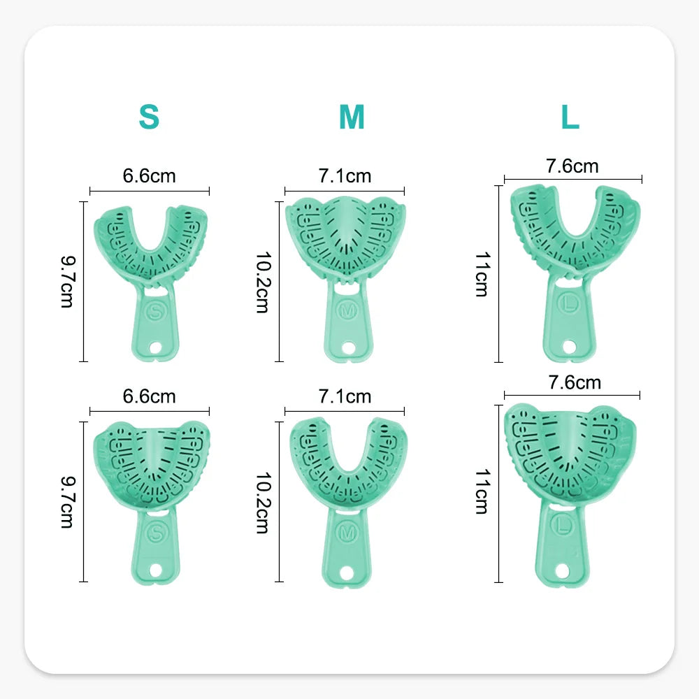 Denspay 6Pcs Dental Impression Tray Set – S/M/L Full Mouth & Partial Mold Trays, Easy Fold Plastic Design