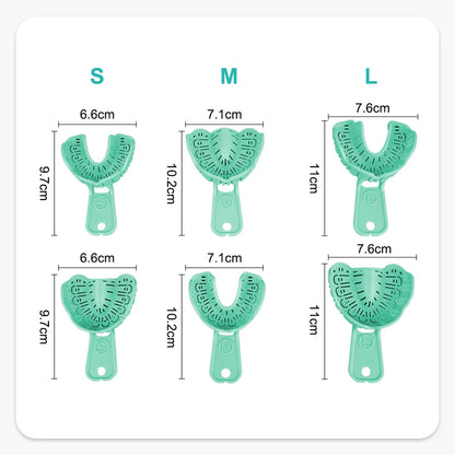 Denspay 6PCS Dental Impression Tray Set – S/M/L Plastic Full Mouth Mold Trays, Foldable Dental Implant Trays