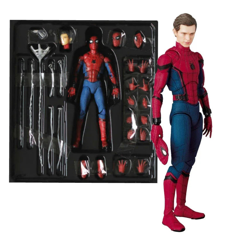 Disney Mafex 075 Spiderman Action Figure – 16cm High-Quality Spider-Man Model with Accessories, Collectible Toy Gift