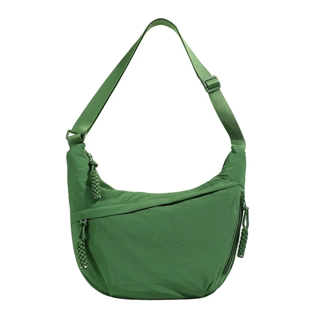 Women’s Casual Canvas Crossbody Bag – Large Capacity Lightweight  Hobo Shoulder Bag Solid Color Dumpling Bag