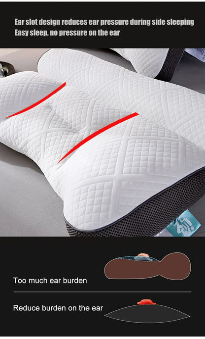 Anti-Traction Sleep Neck Care Pillow – Zoning Design, Washable Adult Pillow Core, Knitted Low Pillow for Home & Hotel