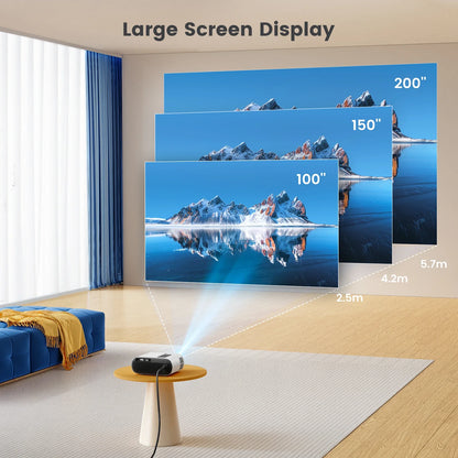 TOPTRO Mini Projector – Full HD 1080P Support, 16000 Lumens, Auto Keystone, WiFi & Bluetooth Portable Home Theater Projector