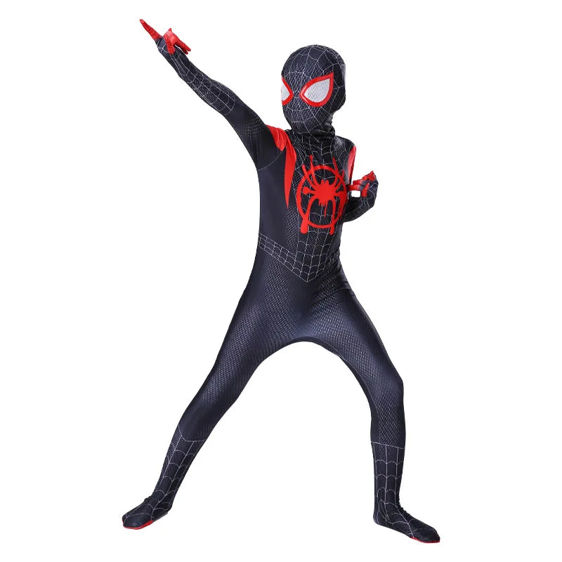 Kids Spiderman Costume – Miles Morales Superhero 3D Zentai Bodysuit Jumpsuit for Boys & Girls, Halloween Cosplay Outfit
