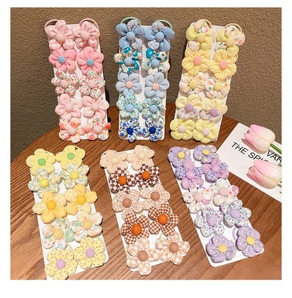 10 Pcs Baby Girl Flower Hair Bands Set – Cute Colorful Soft Scrunchies Ponytail Holders for Kids