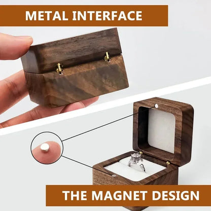 Personalized Walnut Wooden Ring Box - Custom Name Engagement & Wedding Anniversary Gift