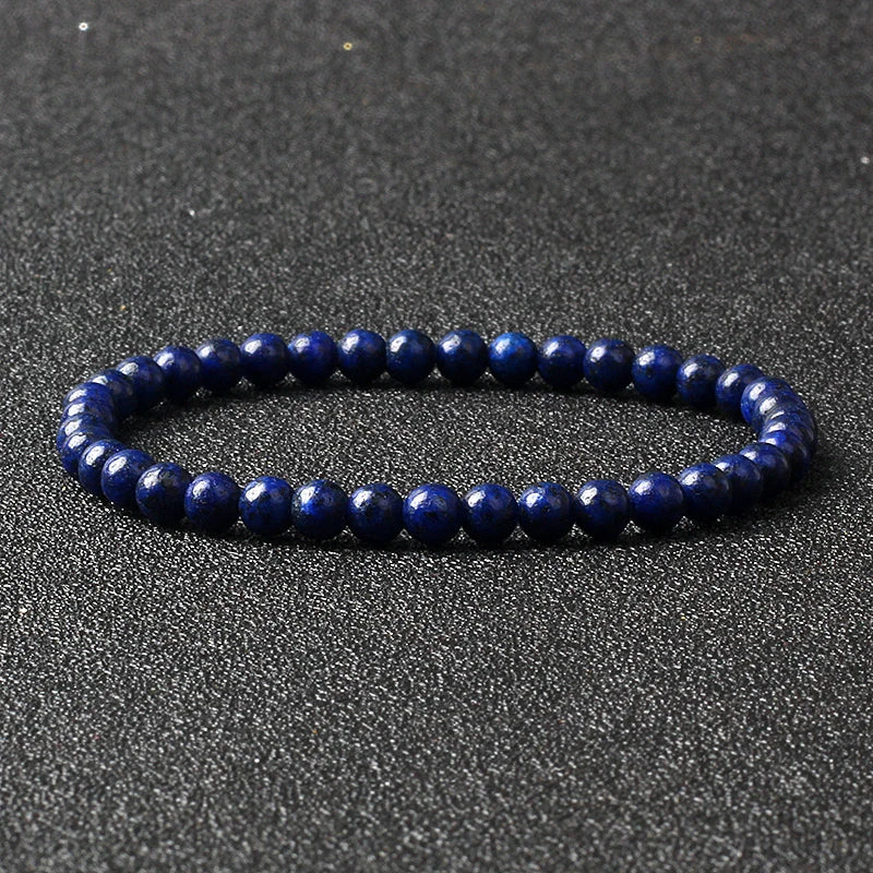 4mm Natural Stone Bead Stretch Bracelet for Men & Women – Agate Lava Handmade Reiki Crystal Jewelry