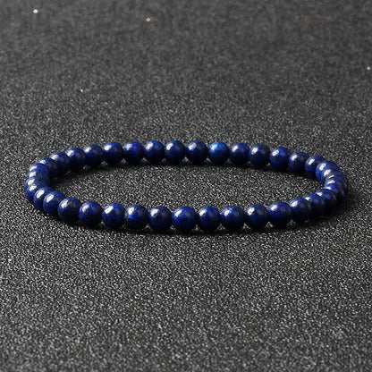 4mm Natural Stone Bead Stretch Bracelet for Men & Women – Agate Lava Handmade Reiki Crystal Jewelry