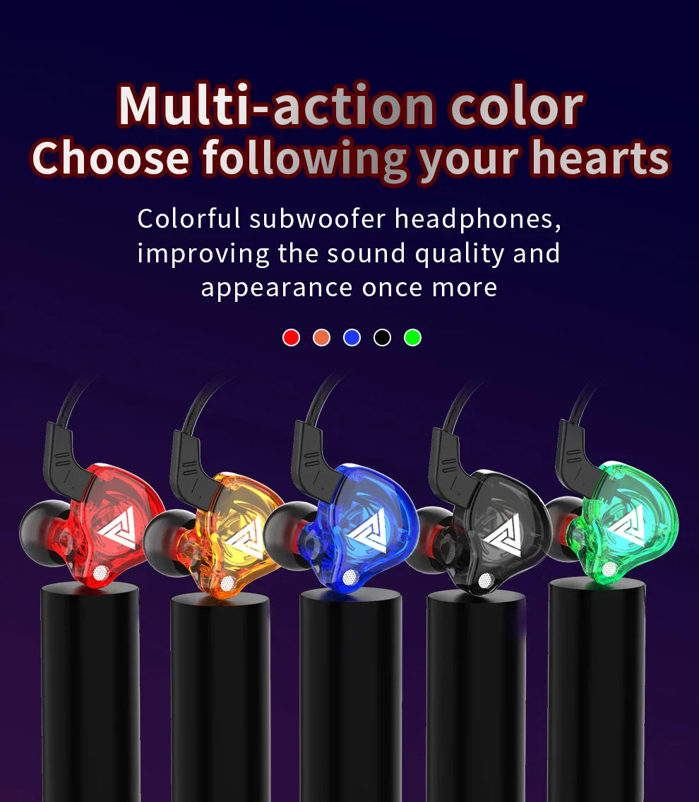 QKZ AK6 In-Ear Earphones - 6 Dynamic Drivers, Stereo Headphones with Mic, Sports HIFI Subwoofer Monitor Earbuds