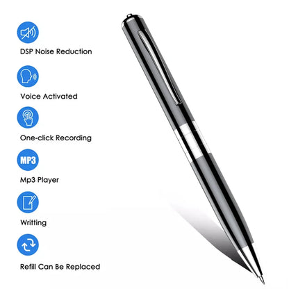 Digital Voice Recorder — 64GB/128GB Portable Professional Sound Dictaphone, Voice-Activated Audio Recording Pen & MP3 Player