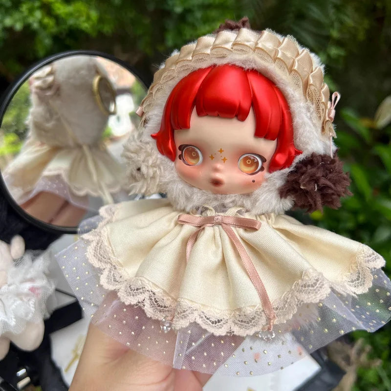 10cm Skullpanda Doll Clothes – Vintage Princess Dress Set with Headwear, Winter Symphony Series