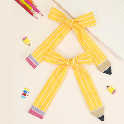 2Pcs Pencil Bow Hair Clips - Cute Kawaii Back to School Hairpins for Girls Kids