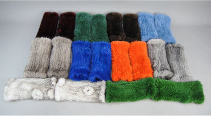 Women’s Winter Mink Fur Gloves – 100% Natural Fingerless Knitted Mittens for Warmth