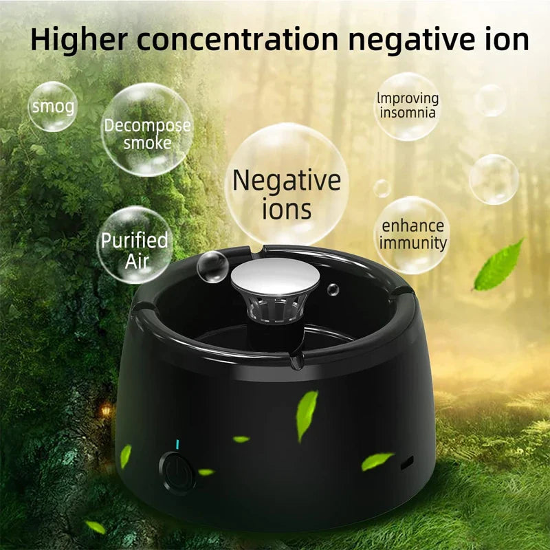 USB Charging Ashtray with Air Purification - Automatic Smoke Removal, Smoke Eliminator Air Purifier Ash Tray for Home
