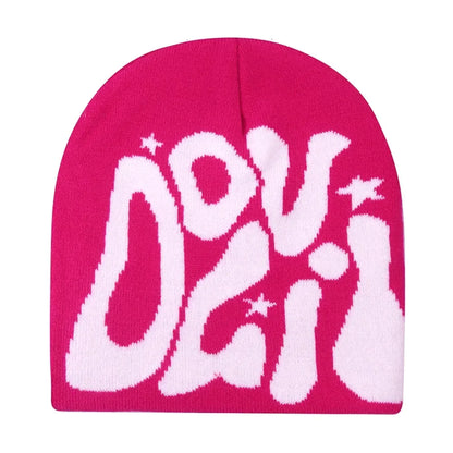 Y2K Letter Knitted Beanie Cap – Unisex Winter Autumn Warm Ski Skullcap, Hip Hop Streetwear Ear Cover Hat for Men & Women