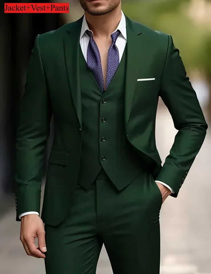 Men's Slim Fit Tuxedo Suit Set - Elegant Black Formal Suit for Weddings, Business & Special Occasions