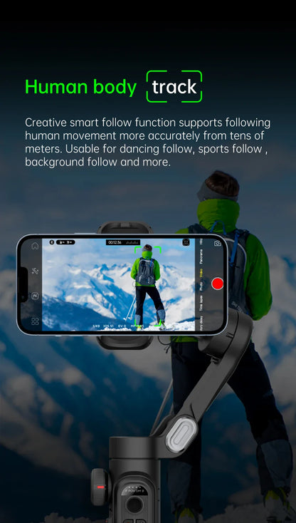 AOCHUAN 3-Axis Handheld Gimbal Stabilizer – SmartXE for iPhone & Android, AI Face Tracking for TikTok & Vlog Videos