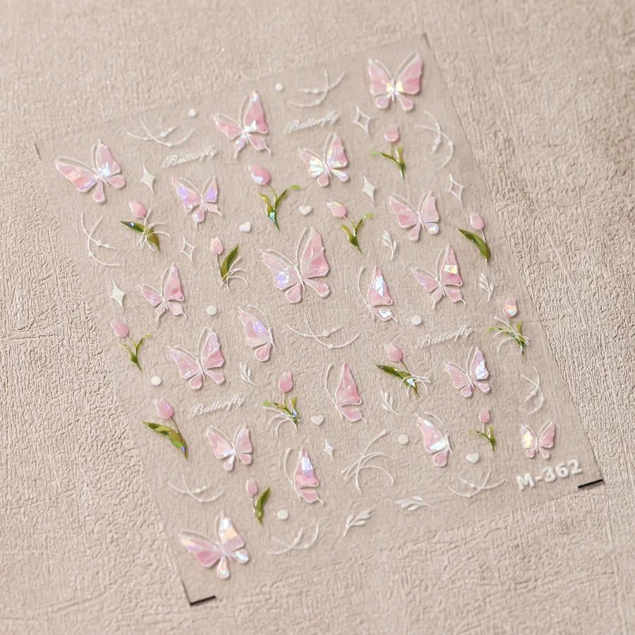 5D Glitter Butterfly Nail Sticker – Kawaii Aurora Nail Art Decal for DIY Manicure & Nail Decorations