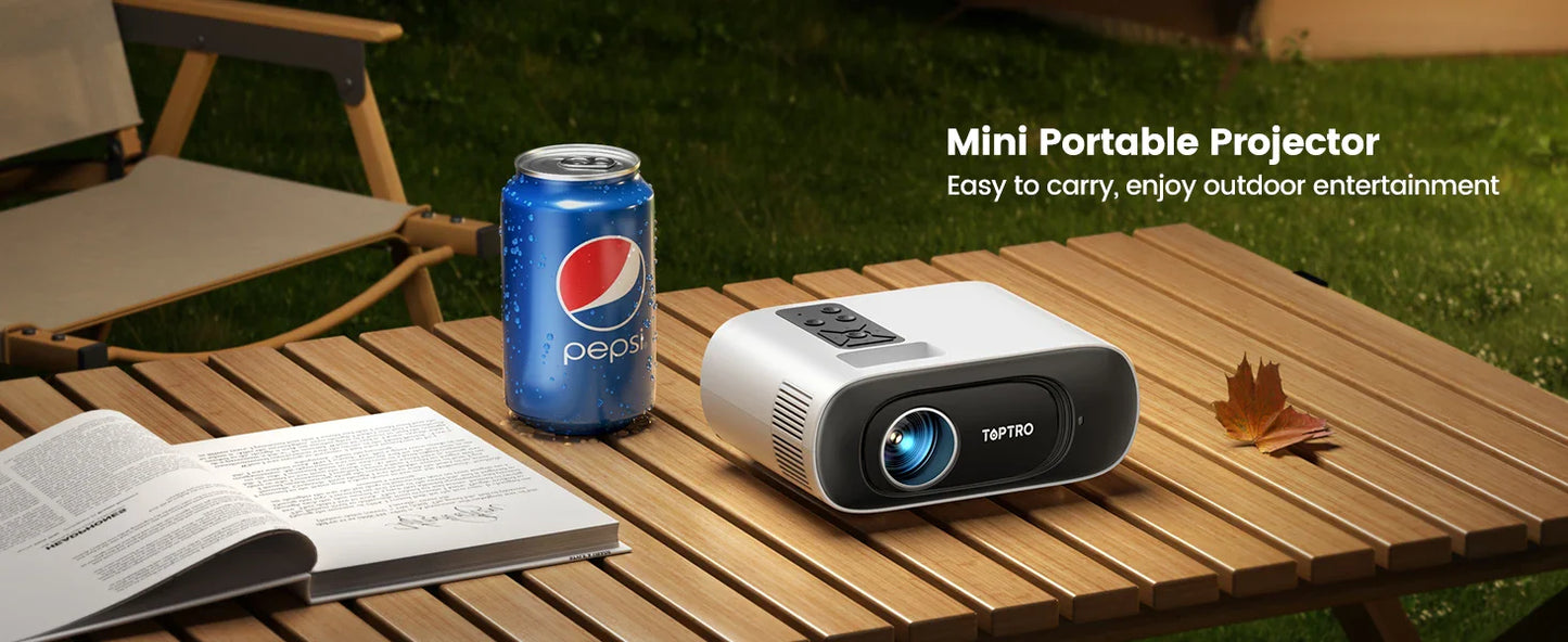TOPTRO Mini Projector – Full HD 1080P Support, 16000 Lumens, Auto Keystone, WiFi & Bluetooth Portable Home Theater Projector