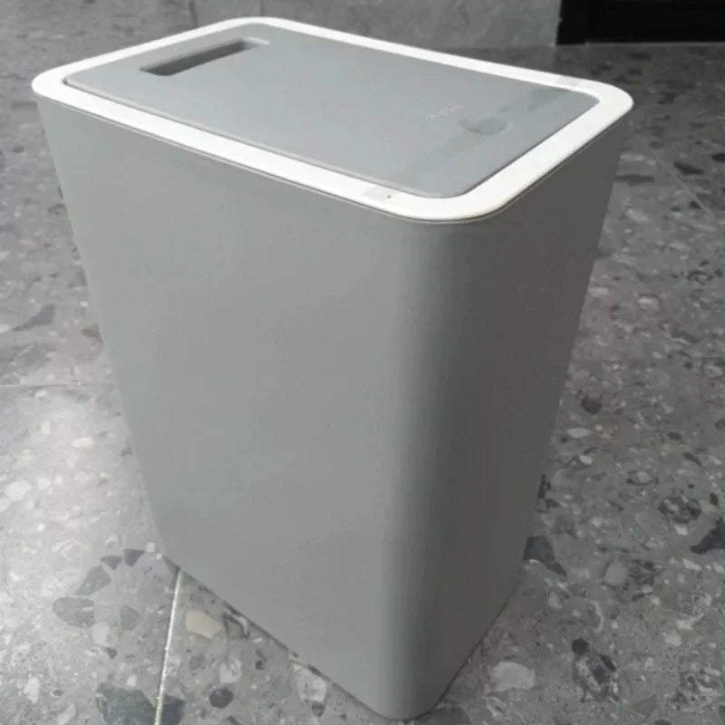 10L Bathroom Trash Can — Small Plastic Wastebasket with Press Top Lid for Toilet, Bedroom & Living Room