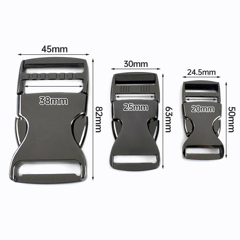 Metal Side Release Buckles Set – 20/25/38mm Backpack Strap Clips & Webbing Clasps for Bags, Dog Collars & Hardware Accessories (2–5Pcs)