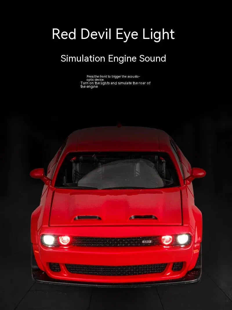Dodge Challenger Hellcat 1:32 Scale Die-Cast Toy Car – Pull Back Model with Sound and Light Features