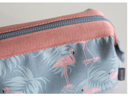 Women’s Flamingo Makeup Bag – Large Travel Toiletry & Cosmetic Organizer Pouch