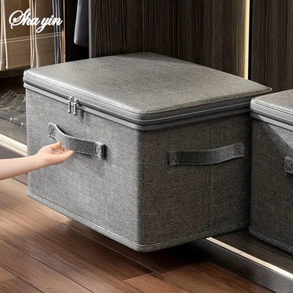 Portable Folding Storage Box with Zipper and Lock - Soft Cover Clothes Organizer