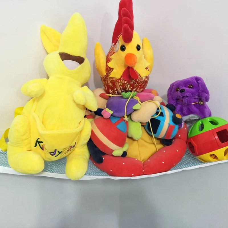 Triangle Plush Toy Storage Hammock — Large Mesh Net Organizer for Kids’ Stuffed Toys and Room Storage