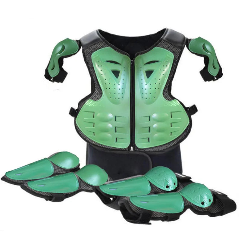 Kids Motocross Body Armor Vest – Chest, Spine & Knee Protection Gear for Boys & Girls (Height 0.85–1.7m)