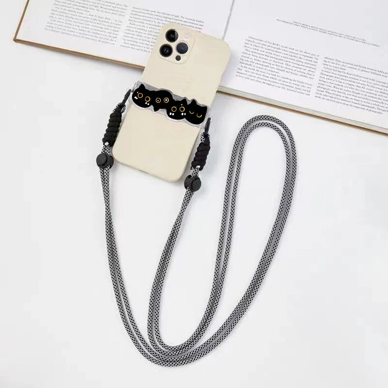 Cute Cartoon Cat & Dog Phone Lanyard – Adjustable Crossbody Shoulder Strap, Back Clip Hanging for Universal Mobile Phones