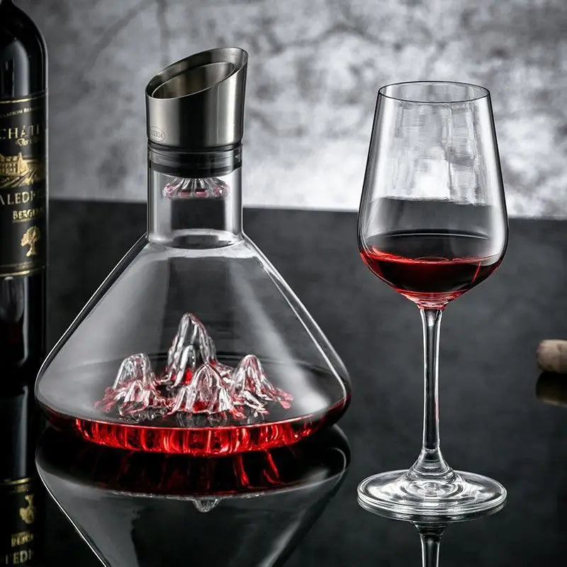 1500ML Iceberg Whisky & Wine Decanter – Handmade Lead-Free Crystal Carafe with Thickened Pourer, Bar Accessories