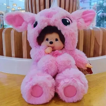 Disney 20cm Monchhichi Transform Plush – Stitch, Mickey, Totoro & Kiki Kawaii Stuffed Doll Kids Gift