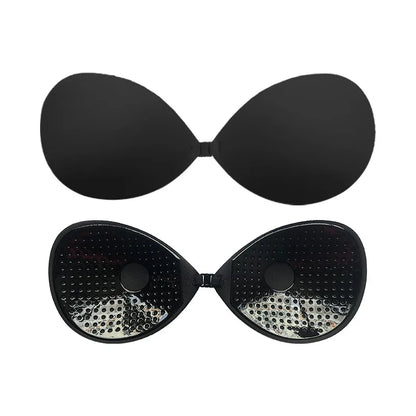 Black Strapless Push-Up Bra Cups – Reusable Invisible Nipple Covers & Chest Pads for Women Summer Dresses