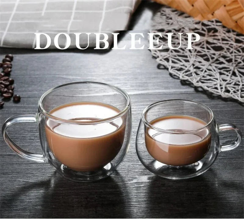 150-350ml Heat Resistant Borosilicate Glass Mug – Double Wall Coffee Cup with Handle, Clear Milk & Water Cup Gift