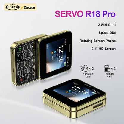 2024 NEW SERVO R18Pro Mini Mobile Phone – 2.4" Rotating Screen, Button Slider, Flashlight, Magic Voice, Dual SIM Standby