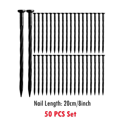 50PCS Plastic Lawn Stakes - 20cm Landscaping Anchoring Spikes for Garden Edging and Weed Barriers