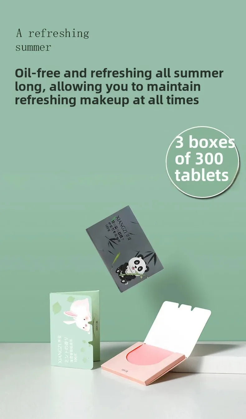 100/300PCS or 6 Packs Portable Facial Oil Blotting Papers – Oil Control & Face Cleansing Wipes