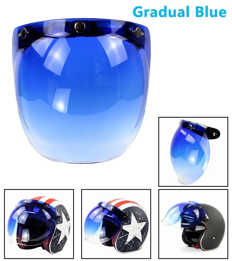 Open Face 3/4 Motorcycle Helmet Visor — Flip-Up Bubble PC Lens Windshield Shield for Casco Moto