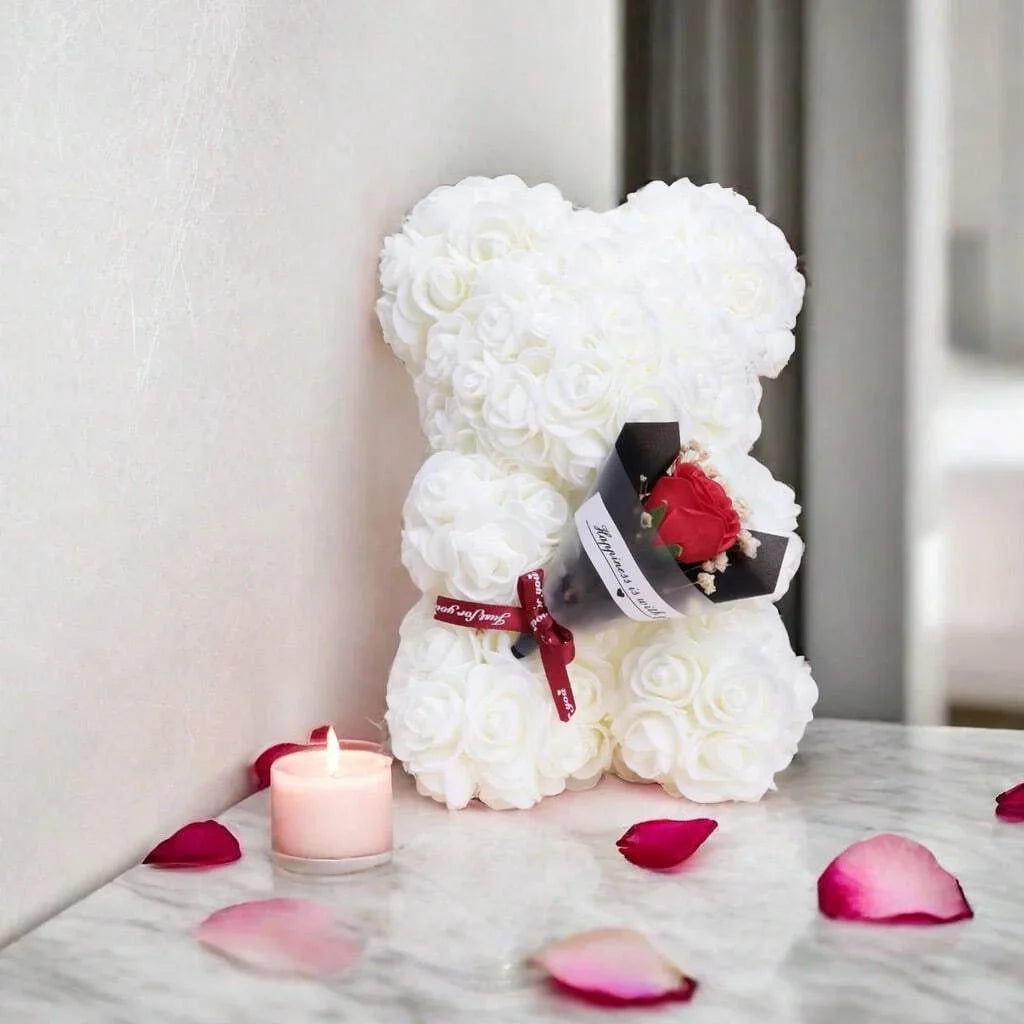 Foam Rose Teddy Bear Bouquet – Ideal Gift for Weddings, Mother’s Day, Teachers, Nurses & Celebrations