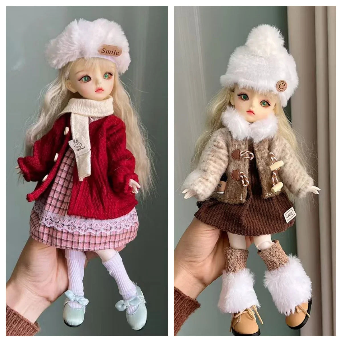 2025 Winter BJD Doll Clothes Set – 6-Point 30cm Doll Jacket & Dress Outfit