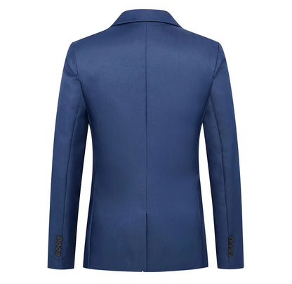 Men’s Casual Business Slim Fit Suit Jacket — Trendy Autumn Single-Button Formal Blouse, Non-Iron Solid Color