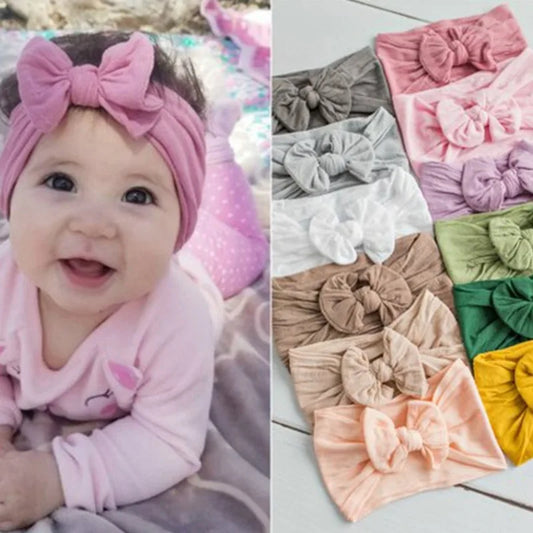 Baby Girls Rabbit Ear Bow Headband – Soft Knot Hairband for Newborns, Infants & Toddlers Photo Props